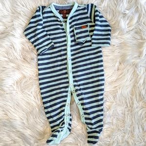 Teal and blue striped romper